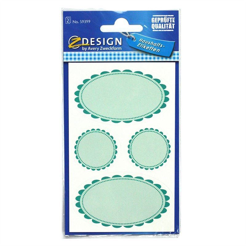 Themed labels 'Green Border', paper, green