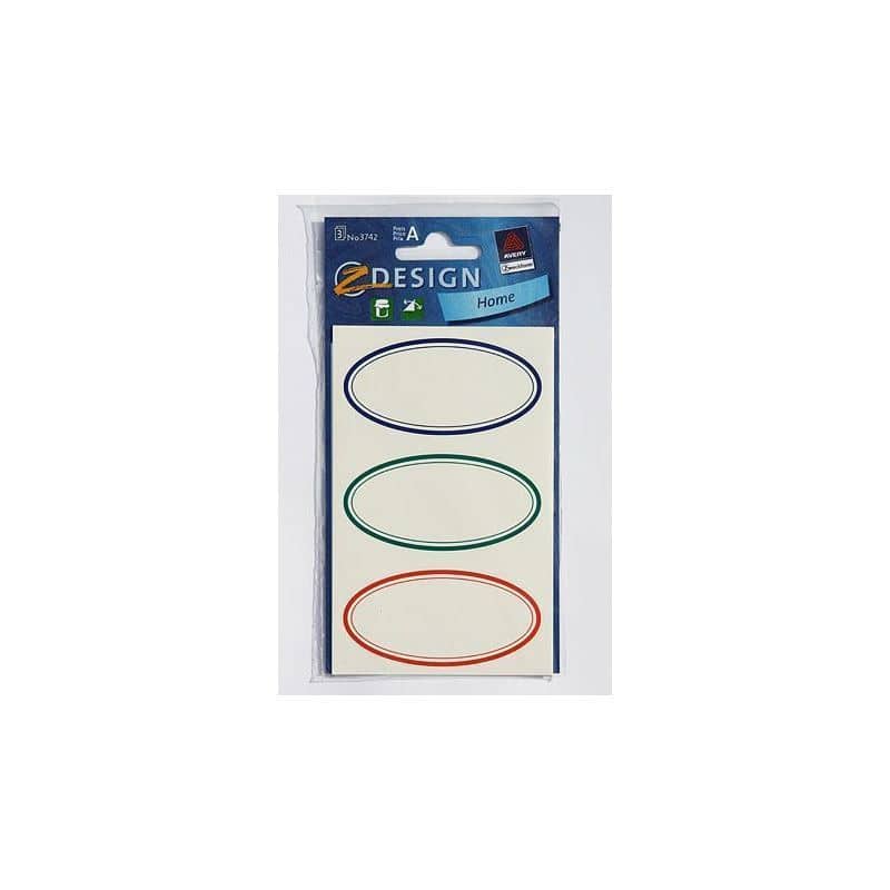 Themed labels 'Colourful Border', oval, paper, multicolour