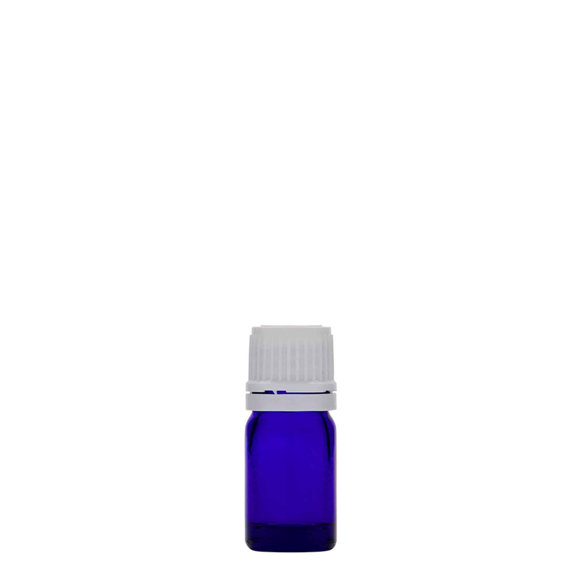 5 ml medicine bottle, glass, royal blue, opening: DIN 18